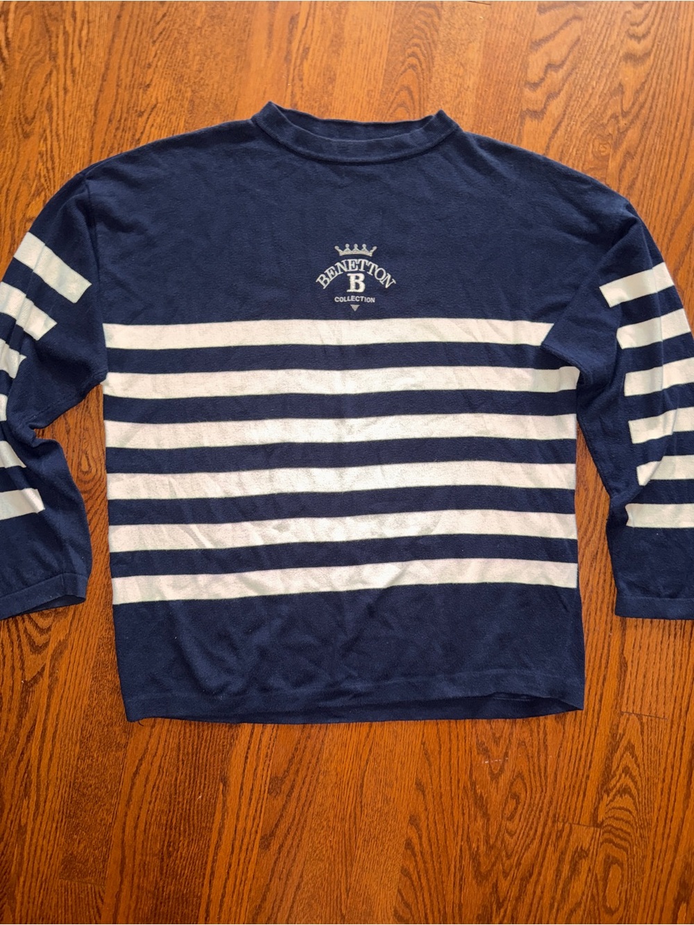 United Colors Of Benetton Navy & White Striped Crewneck Sweater